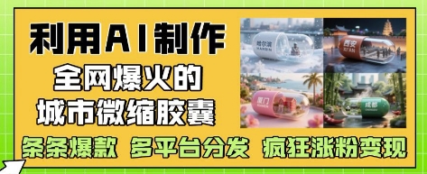 利用AI制作全网爆火的城市微缩胶囊,条条爆款, 多平台分发,疯狂涨粉变现-玩备项目资源网