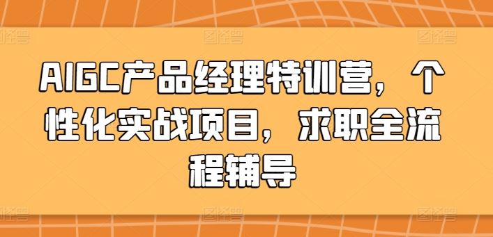 AIGC产品经理特训营，个性化实战项目，求职全流程辅导-玩备项目资源网