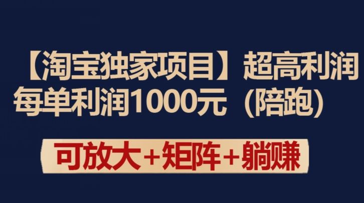 【淘宝独家项目】超高利润：每单利润1000元【揭秘】-玩备项目资源网