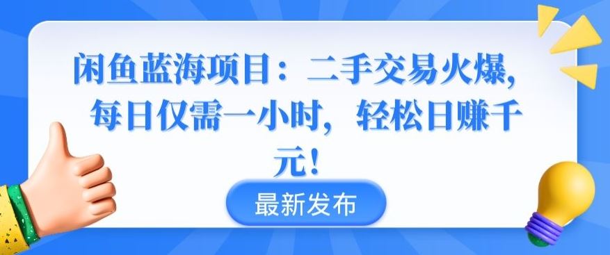 闲鱼蓝海项目：二手交易火爆，每日仅需一小时，轻松日赚千元【揭秘】-玩备项目资源网