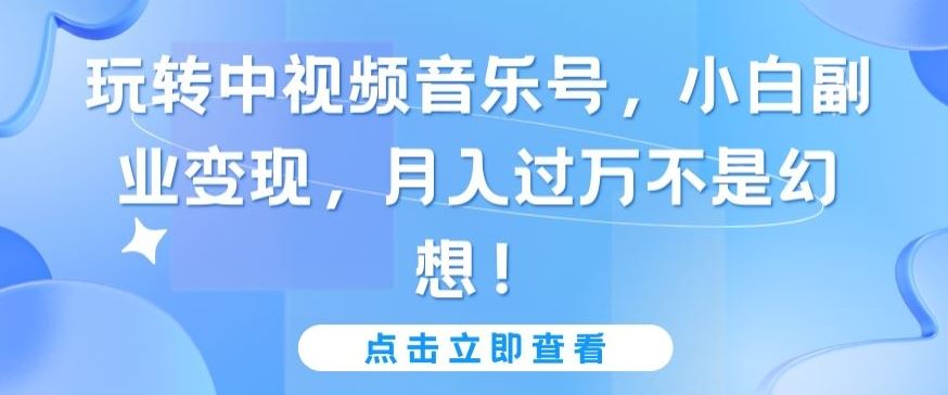 玩转中视频音乐号，小白副业变现，月入过万不是幻想【揭秘】-玩备项目资源网