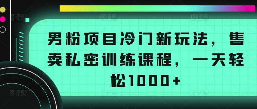 男粉项目冷门新玩法，售卖私密训练课程，一天轻松1000+【揭秘】-玩备项目资源网