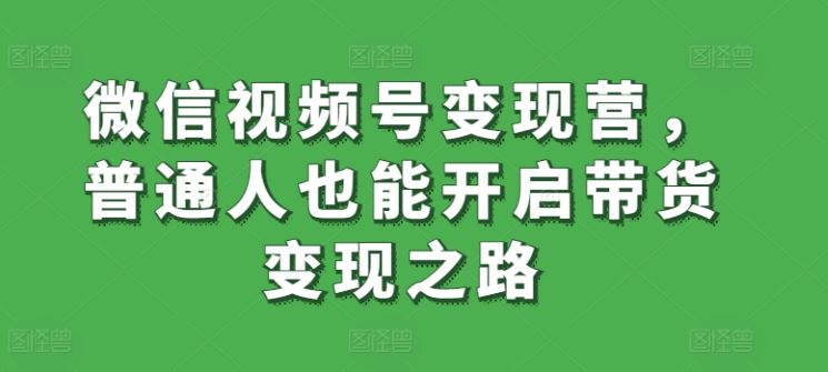 微信视频号变现营，普通人也能开启带货变现之路-玩备项目资源网