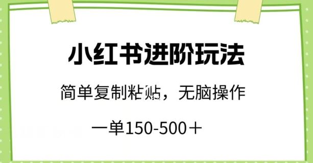 小红书进阶玩法，一单150-500+，简单复制粘贴，小白也能轻松上手【揭秘】-玩备项目资源网