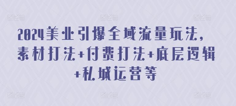 2024美业引爆全域流量玩法，素材打法 付费打法 底层逻辑 私城运营等-玩备项目资源网