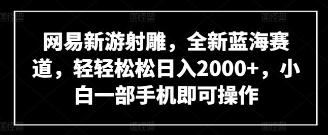 网易新游射雕，全新蓝海赛道，轻轻松松日入2000+，小白一部手机即可操作【揭秘】-玩备项目资源网