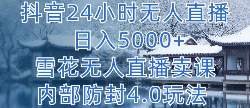 抖音24小时无人直播 日入5000+，雪花无人直播卖课，内部防封4.0玩法【揭秘】-玩备项目资源网