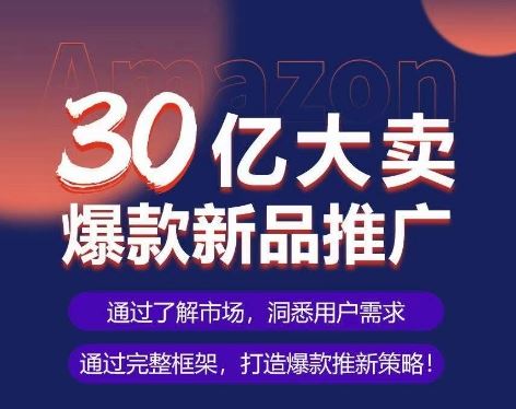 亚马逊·30亿大卖爆款新品推广，可复制、全程案例实操的爆款推新SOP-玩备项目资源网