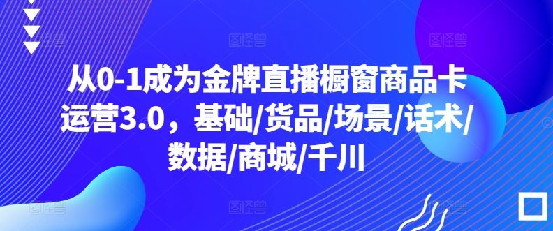 从0-1成为金牌直播橱窗商品卡运营3.0，基础/货品/场景/话术/数据/商城/千川-玩备项目资源网
