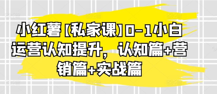 小红薯【私家课】0-1小白运营认知提升，认知篇+营销篇+实战篇-玩备项目资源网