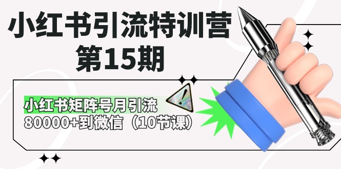 小红书引流特训营第15期，小红书矩阵号月引流80000+到微信（10节课）-玩备项目资源网