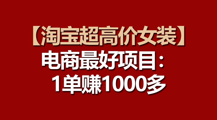 【淘宝超高价女装】电商最好项目：一单赚1000多-玩备项目资源网