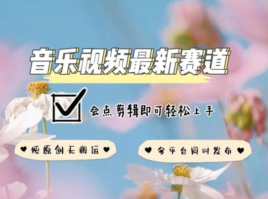 音乐视频赛道最新玩法，纯原创不违规，可所有平台同时发布，会点剪辑即可轻松拿捏【揭秘】-玩备项目资源网