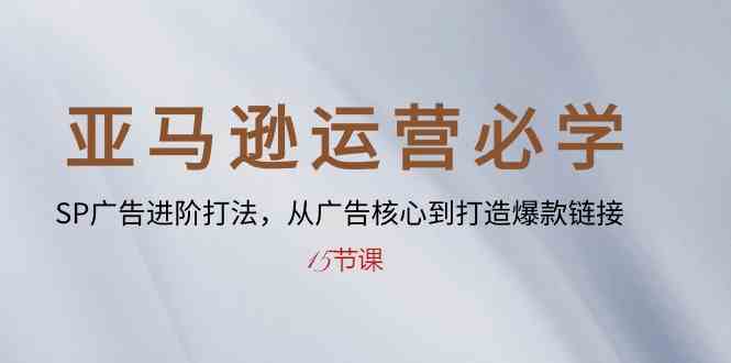 亚马逊运营必学： SP广告进阶打法，从广告核心到打造爆款链接（15节课）-玩备项目资源网