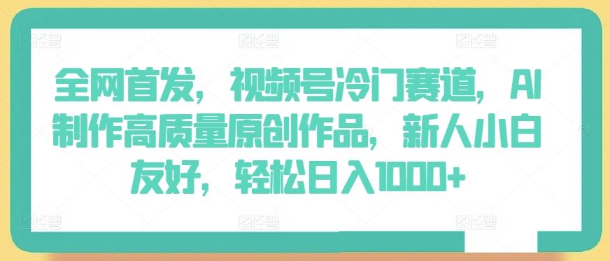 全网首发，视频号冷门赛道，AI制作高质量原创作品，新人小白友好，轻松日入1000+【揭秘】-玩备项目资源网