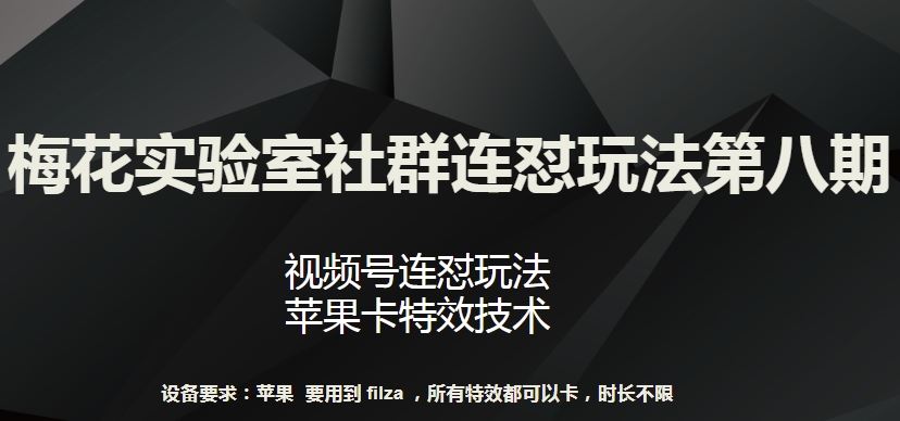 梅花实验室社群连怼玩法第八期，视频号连怼玩法 苹果卡特效技术【揭秘】-玩备项目资源网