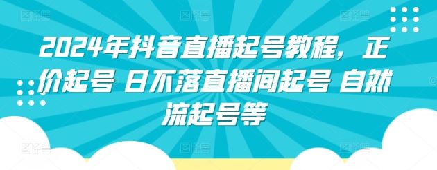 2024年抖音直播起号教程，正价起号 日不落直播间起号 自然流起号等-玩备项目资源网