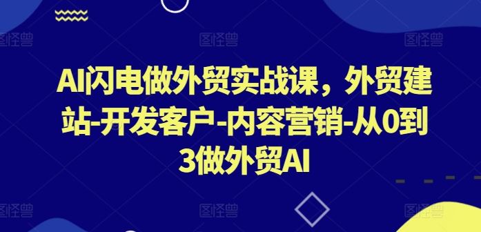 AI闪电做外贸实战课，​外贸建站-开发客户-内容营销-从0到3做外贸AI-玩备项目资源网