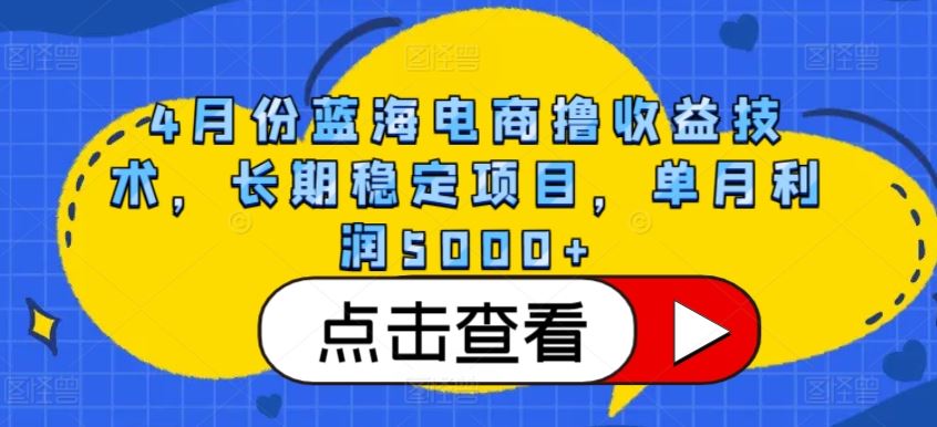 4月份蓝海电商撸收益技术，长期稳定项目，单月利润5000+【揭秘】-玩备项目资源网