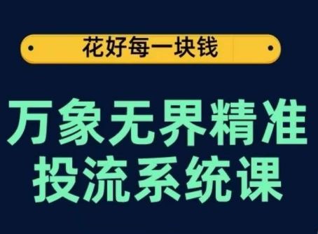 万象无界精准投流系统课，从关键词到推荐，从万象台到达摩盘，从底层原理到实操步骤-玩备项目资源网