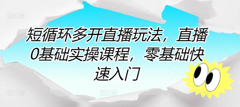 短循环多开直播玩法，直播0基础实操课程，零基础快速入门-玩备项目资源网