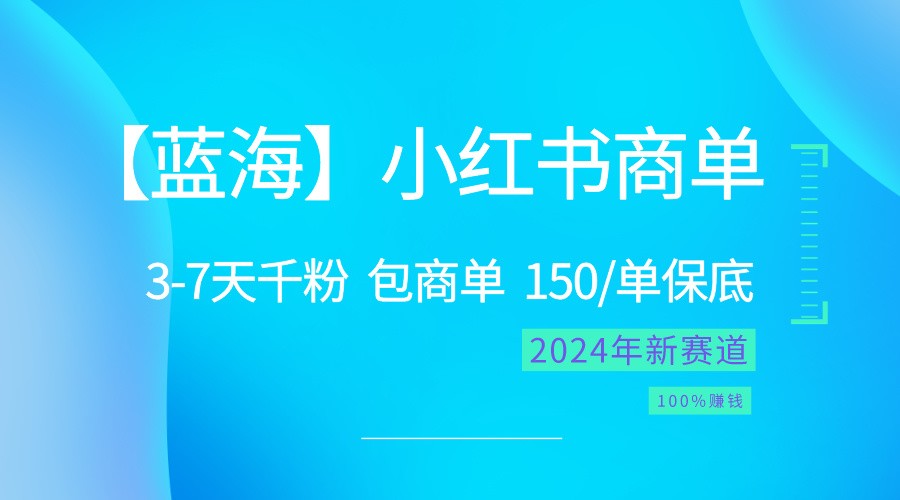 2024蓝海项目【小红书商单】超级简单，快速千粉，最强蓝海，百分百赚钱-玩备项目资源网