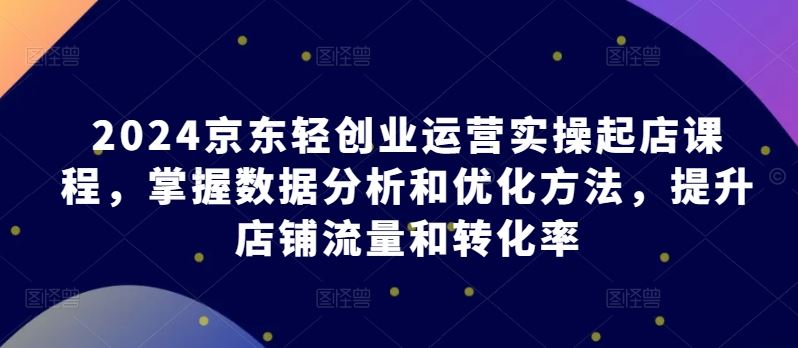 2024京东轻创业运营实操起店课程，掌握数据分析和优化方法，提升店铺流量和转化率-玩备项目资源网