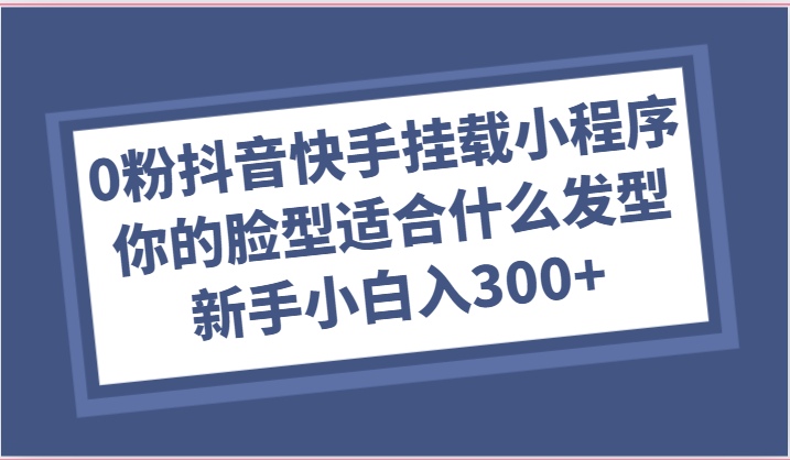 0粉抖音快手挂载小程序，你的脸型适合什么发型玩法，新手小白日入300+-玩备项目资源网