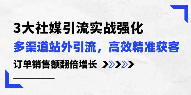 3大社媒引流实操强化，多渠道站外引流/高效精准获客/订单销售额翻倍增长-玩备项目资源网