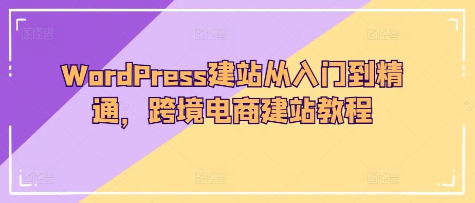 WordPress建站从入门到精通，跨境电商建站教程-玩备项目资源网