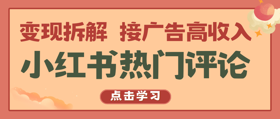 小红书热门评论，变现拆解，接广告高收入-玩备项目资源网