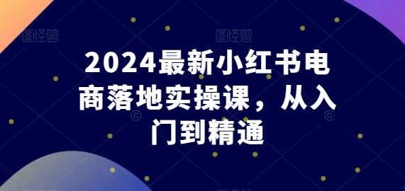 2024最新小红书电商落地实操课，从入门到精通-玩备项目资源网