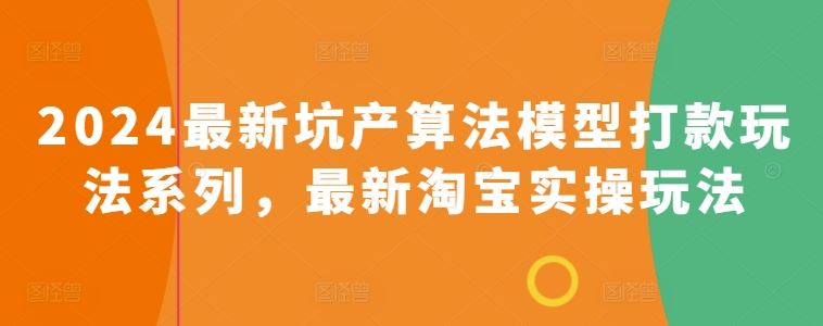 2024最新坑产算法模型打款玩法系列，最新淘宝实操玩法-玩备项目资源网