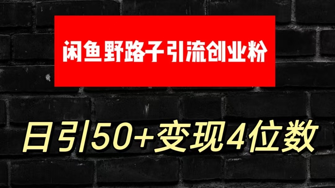 大眼闲鱼野路子引流创业粉，日引50+单日变现四位数-玩备项目资源网