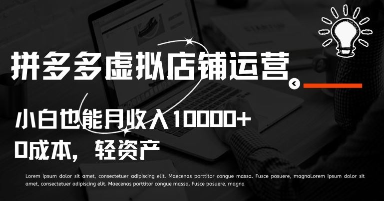 拼多多虚拟店铺运营小白也能月收入10000+【揭秘】-玩备项目资源网
