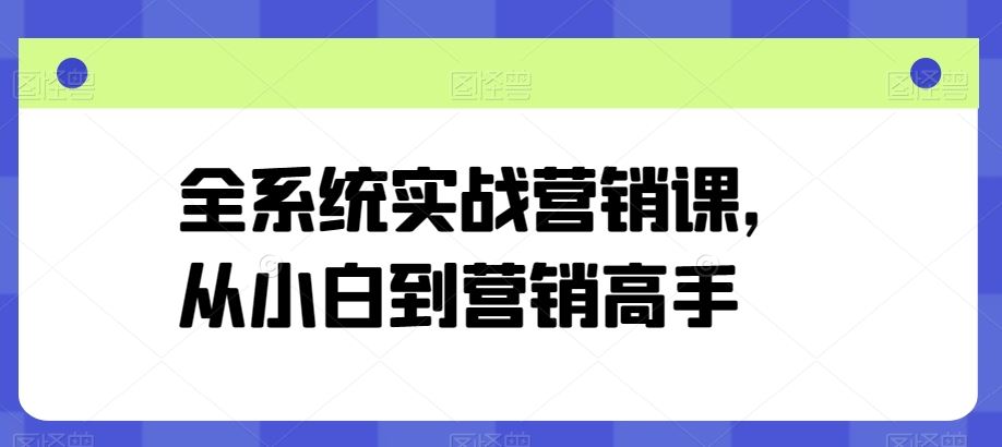 全系统实战营销课，从小白到营销高手-玩备项目资源网
