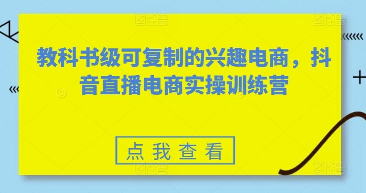 教科书级可复制的兴趣电商，抖音直播电商实操训练营-玩备项目资源网