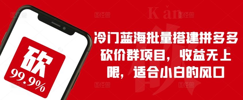 冷门蓝海批量搭建拼多多砍价群项目，收益无上限，适合小白的风口【揭秘】-玩备项目资源网