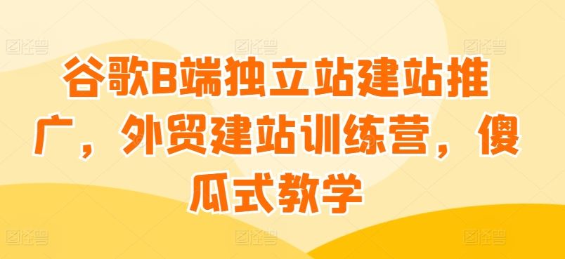 谷歌B端独立站建站推广，外贸建站训练营，傻瓜式教学-玩备项目资源网