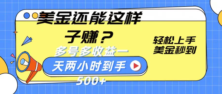 美金还能这样子赚？轻松上手，美金秒到账 多号多收益，一天 两小时，到手500+-玩备项目资源网