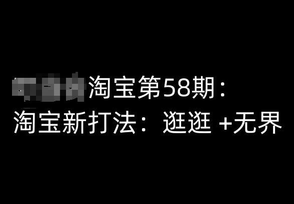 淘宝第58期培训课程，淘宝新打法：逛逛 +无界-玩备项目资源网