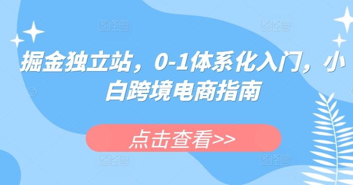 掘金独立站，0-1体系化入门，小白跨境电商指南-玩备项目资源网