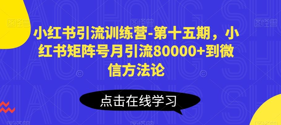 小红书引流训练营-第十五期，小红书矩阵号月引流80000+到微信方法论-玩备项目资源网