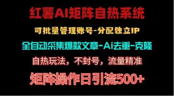 红薯矩阵自热系统，独家不死号引流玩法！矩阵操作日引流500+-玩备项目资源网