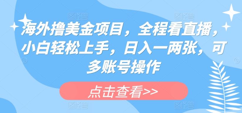 海外撸美金项目，全程看直播，小白轻松上手，日入一两张，可多账号操作【揭秘】-玩备项目资源网