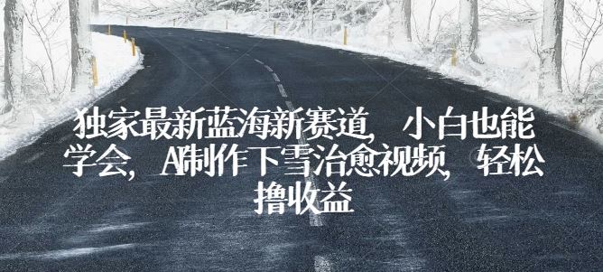 独家最新蓝海新赛道，小白也能学会，AI制作下雪治愈视频，轻松撸收益【揭秘】-玩备项目资源网