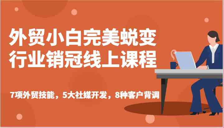 外贸小白完美蜕变行业销冠线上课程-7项外贸技能，5大社媒开发，8种客户背调-玩备项目资源网