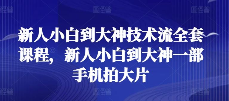 新人小白到大神技术流全套课程，新人小白到大神一部手机拍大片-玩备项目资源网