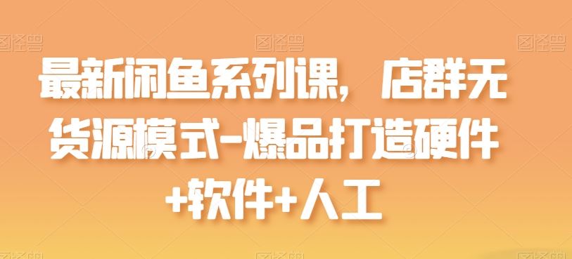 最新闲鱼系列课，店群无货源模式-爆品打造硬件+软件+人工-玩备项目资源网