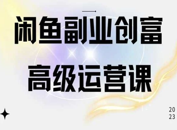 闲鱼电商运营高级课程，一部手机学会闲鱼开店赚钱-玩备项目资源网